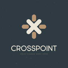 Minimalist Cross point Logo Design, church logo for people gathering