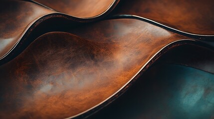 Obraz premium Wavy Brown Leather Abstract Pattern with Subtle Light and Texture