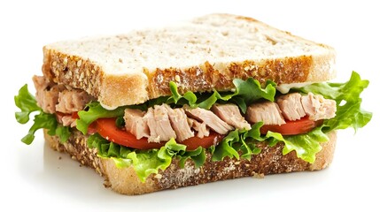 tuna sandwich isolated on white background