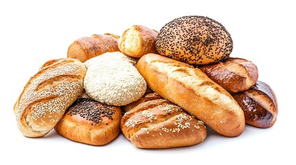 Fototapeta premium Stack of breads with seeds isolated on white