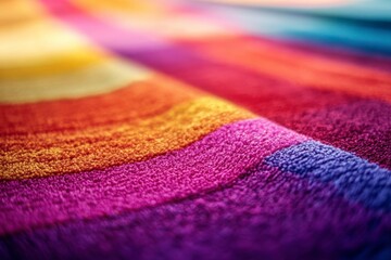 Fototapeta premium Colorful Woven Textile Texture of Rainbow Fabric with Detail and Macro Look, Soft Pattern Material