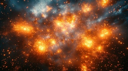 Fototapeta premium Cosmic Nebula: A Celestial Fireworks Display
