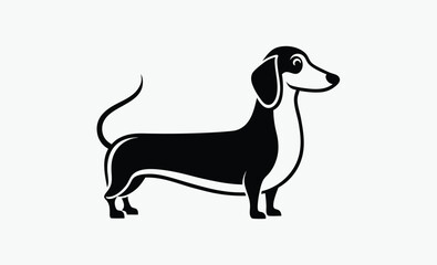 Dachshund dog silhouette, Dachshund dog, vector black silhouette 