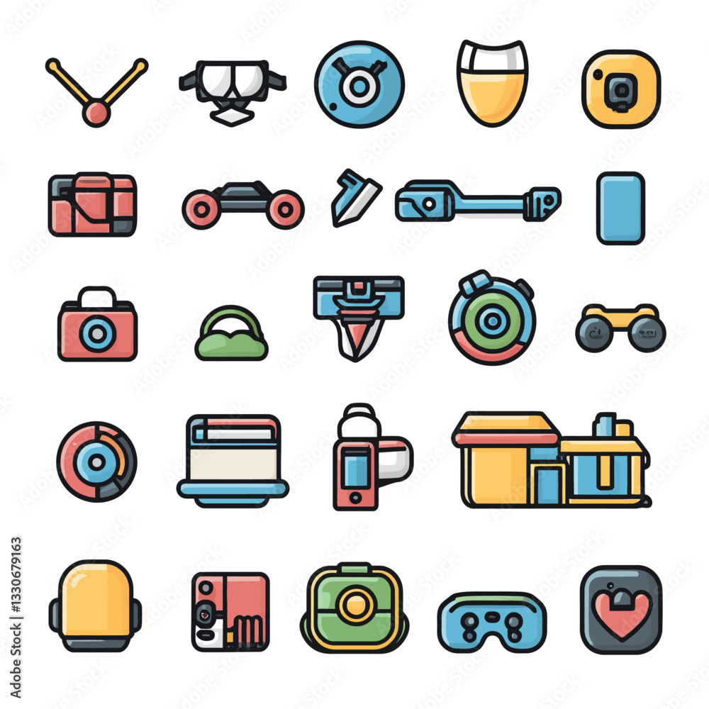 Poster gadget line icons on white background | vector ui interface elements