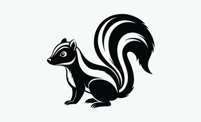 Skunk silhouette vector, silhouette of a skunk animal, vector illustration  
