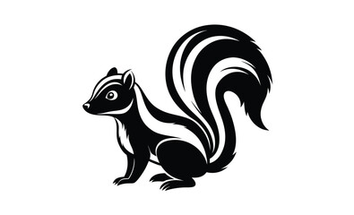 Skunk silhouette vector, silhouette of a skunk animal, vector illustration  