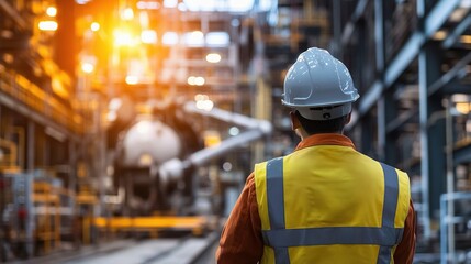 Engineer Overseeing Operations in Industrial Machinery Environment