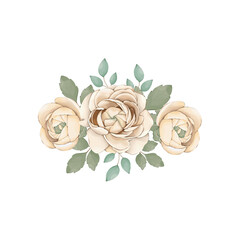 Fototapeta premium Floral bouquet of roses and leaves