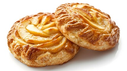 Picture of two apple pastries on white