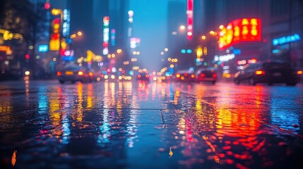 Night City Rain: Urban Reflections