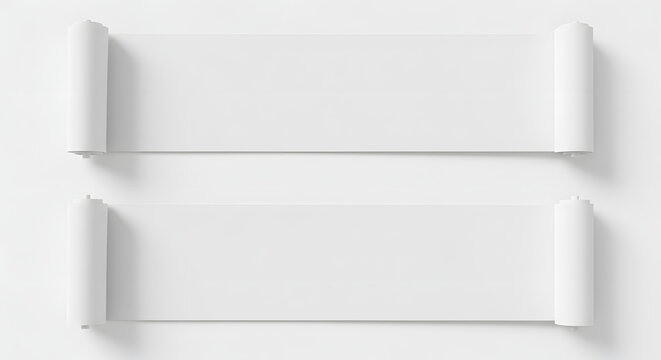 Empty white paper scroll ribboEmpty white paper scroll ribbon banner 3n banner 3