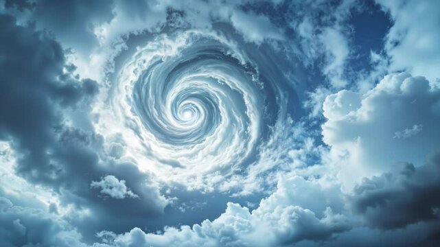 Ethereal cloud vortex swirling in dramatic sky, heavenly atmosphere