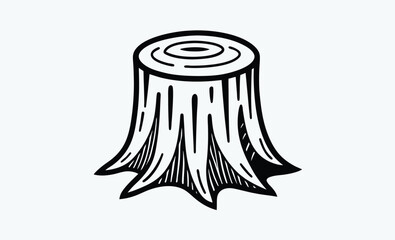 Tree stump silhouette vector, tree stump silhouette vector, stump icon. stump line art vector illustration   