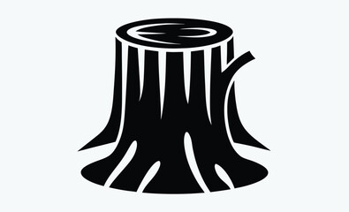 Tree stump silhouette vector, tree stump silhouette vector, stump icon. stump line art vector illustration   
