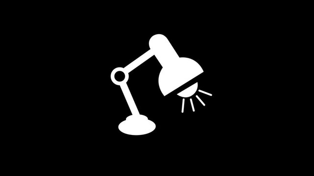Table lamp icon animation with technology background.