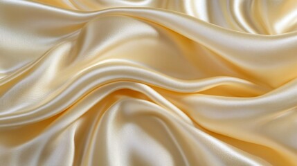 Fototapeta premium Creamy Yellow Satin Fabric Draped Softly Luxurious Texture