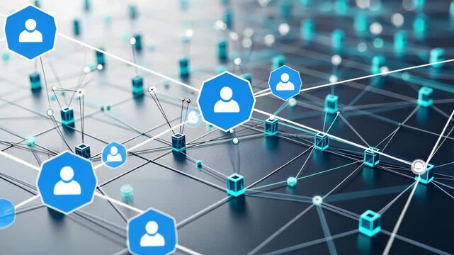 Exploration of network connections through data points on a white background highlighting digital interconnectivity, Network connections and data points over white background with blue lines
