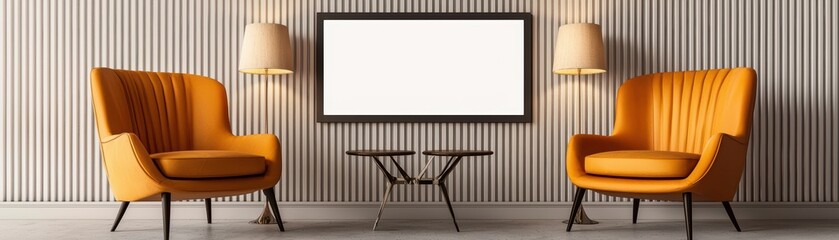 Luxurious Interior Design Concept with Elegant Chairs and Wall Decoration for Travel Advertising