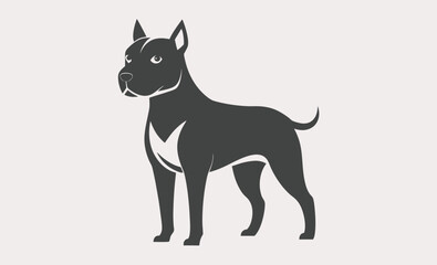 Staffordshire bull terrier silhouette, Staffordshire Bull Terrier dog Standing silhouette Design, Dog Clipart vector illustration in black and white   