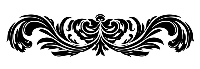 ornamental floral decoration in baroque style black silhouette vector shape