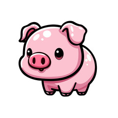 Cute pink pig cartoon illustration