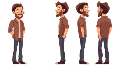 Character poses of young male entrepreneur standing with hands in pockets