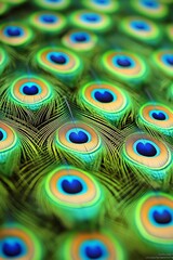 Obraz premium Mesmerizing display of vibrant peacock feathers with intricate eye patterns