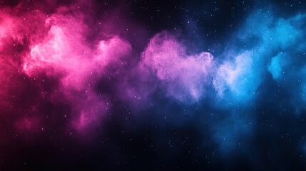 Naklejka premium Pink and blue nebula-like clouds in dark space