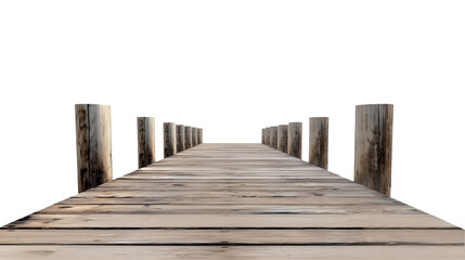 Obraz premium Wooden Dock Extending to Dark Horizon Peaceful Solitude, Isolated on Transparent Background