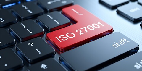 Fototapeta premium Close-Up of Computer Keyboard Featuring Bold Red 