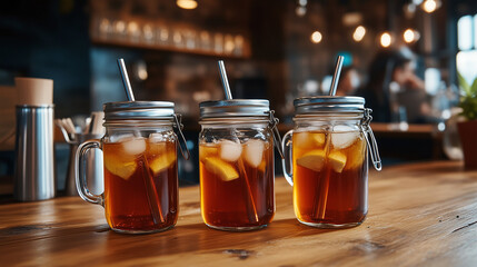 Can-Shaped Glass Cup with Lid, Straw, and Iced Coffee