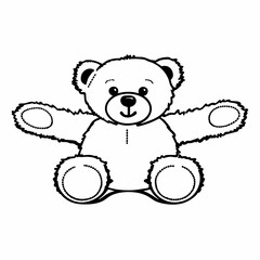 Obraz premium a cute line art of teddy bear toy with open arms vector illustration