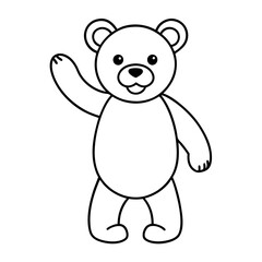 Obraz premium an outline illustration of a cute teddy bear waving his hand in greeting vector illustration