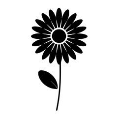 Fototapeta premium black silhouette of a charming daisy flower, featuring delicate petals and a prominent center, vector illustration