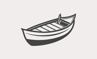 Row boat silhouette vector, row boat icon illustration, row boat black silhouette 