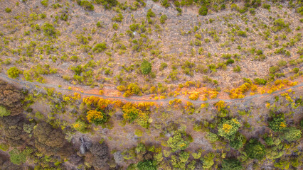 Volcano crater at golden hour 