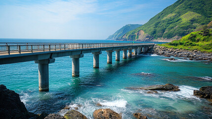 Obraz premium bridge over the sea connect with a island.
