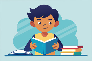 Young person reading a book while sitting comfortably in a relaxed setting