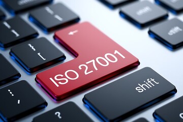 Fototapeta premium Close-Up of Computer Keyboard Featuring Bold Red 