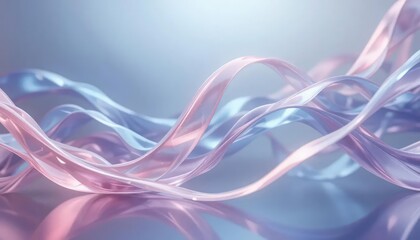 Fototapeta premium An iridescent fluid abstract image with vibrant colors in a smooth, flowing style on a soft gradient background. Vibrant holographic fluid colors flow abstractly. Abstract iridescent wave, pastel pink