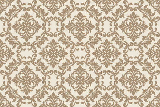 Damask seamless pattern vector background. baroque style pattern. Luxury textile. Graphic ornate pattern for wallpaper, fabric, packaging, wrapping. Damask floral ornament