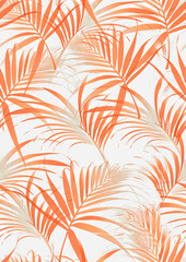 Coral palm shadows pattern. Seamless, light and airy design with palm leaf silhouettes. Perfect for fabric, prints, & more.