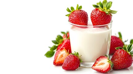 Organic yogurt in a glass with fresh beautiful