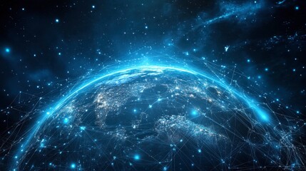 Obraz premium Stunning Digital View of Earth Surrounded by Bright Starry Background