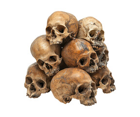 Pile of Human Skulls on a White Background for Art and Education Purposes