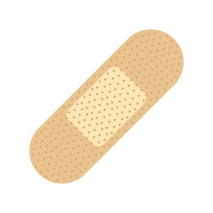 Medical plaster isolated on white background, wound plasterer or bandaged patch, vector adhesive health care object. Injury tape plaster flat design, Sticking plaster.First aid concept.