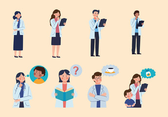 Colorful Medical Doctor Decision Making Illustration Set