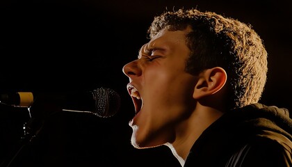 Passionate Singer Performing On Stage