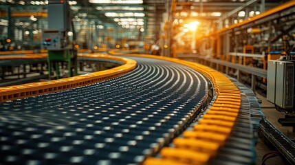 Automated conveyor belt system in a factory.