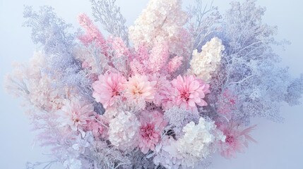 A soft pastel color background featuring pink, lavender, and baby blue hues